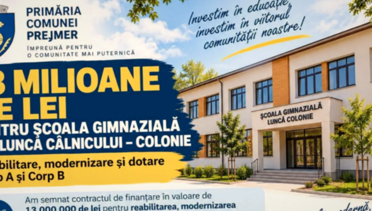 13 milioane de lei pentru o școală modernă în Lunca Câlnicului